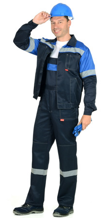 Костюм "ЛЕГИОНЕР" куртка, полукомбинезон синий с васильковым и СОП 50мм