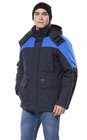 Куртка "ВЕГА" мужская, удлиненная, утепленная, цвет: темно-синий с васильковым спеццена