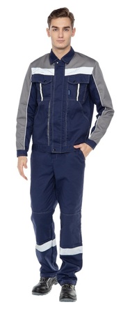 Костюм "ОПТИМА" мужской (куртка и брюки), цвет: синий с серым ,распродажа !